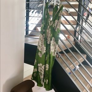 Silk emerald green halter dress